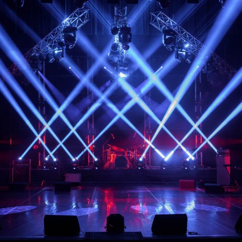 Free stage with lights, lighting devices. Free stage with lights, lighting devices.